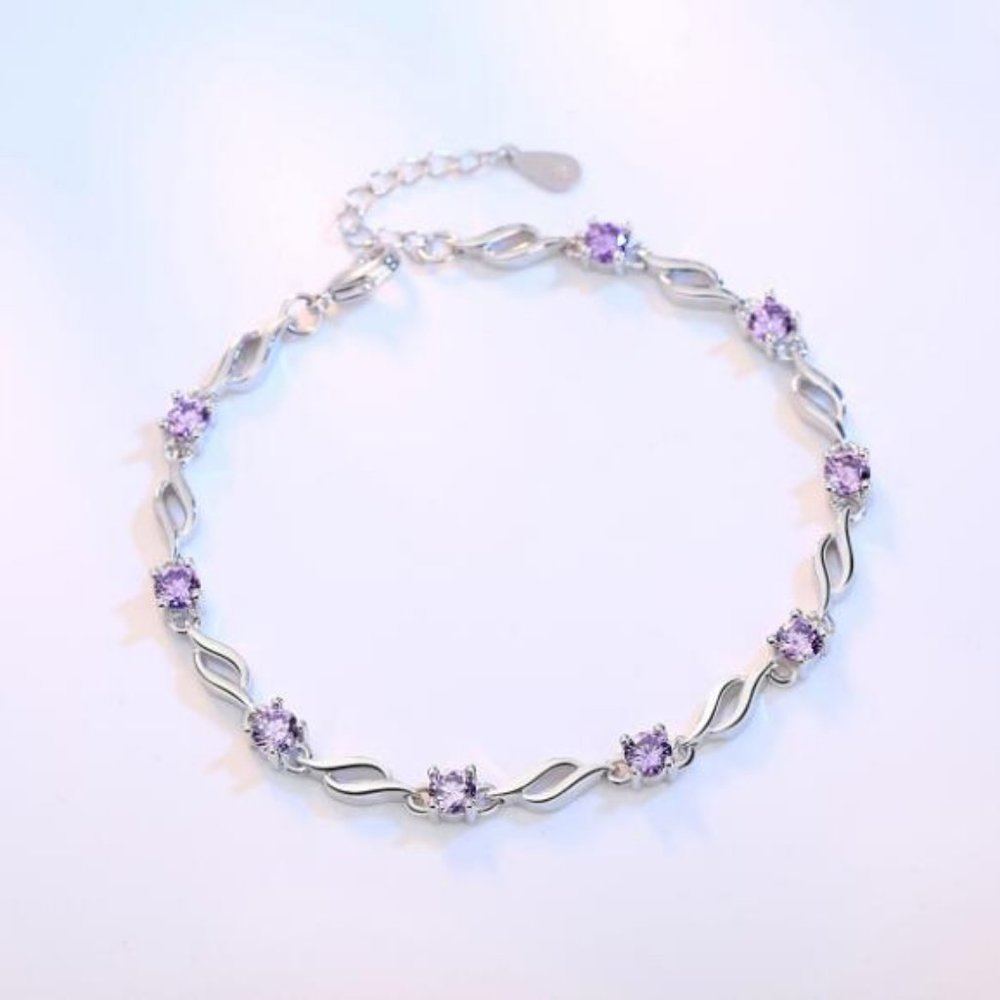NEW 925 Sterling Silver Diamond Wave Bracelet - Picture 4 of 7